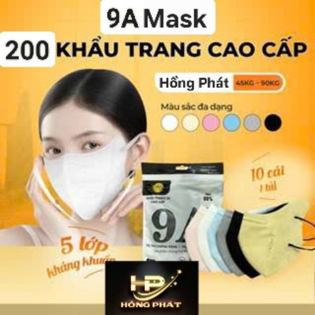 Combo 200 chiếc 9A đủ màu khẩu trang Hồng Phát
