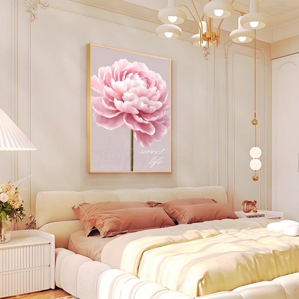 Tranh Treo Tường Hoa Mẫu Đơn/ Tranh Treo Phòng Khách/ Đầu Gường Phòng Ngủ/ Tranh Tráng Gương Cao Cấp