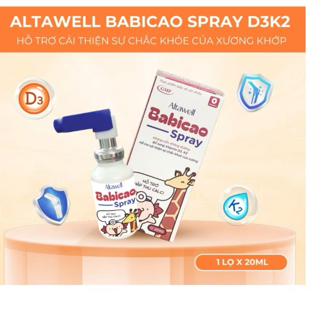 Altawell Babicao Spray - Tăng Cường Hấp Thu Canxi, Cải Thiện Độ Bền Vững Cho Xương Khớp