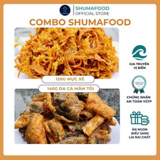  Combo Khô Mực Xé 120g + Khô Da Cá Mắm Tỏi 140g – ShumaFood - Gói Ăn Vặt Nhiều Vị Đậm Đà 