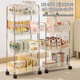 Kệ Đựng Đồ Đa Năng Trong Suốt Nhiều Tầng Xe đẩy đựng đồ ăn nhẹ 2/3/4/5 tầng​ Có Bánh Xe Di Chuyển​
