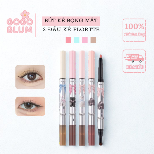 FLORTTE bút kẻ bọng mắt FLORTTE Bút kẻ mắt Hai đầu bút tạo khối phấn bắt sáng bút bóng