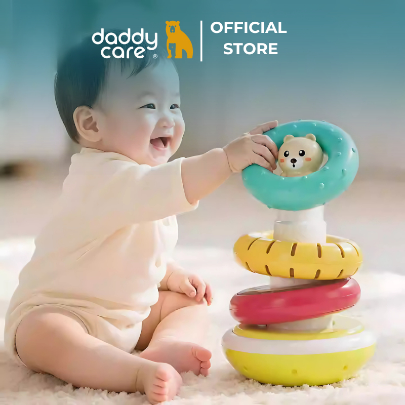 Đồ chơi tháp xếp chồng montessori, lục lạc cầm tay có âm thanh cho bé sơ sinh Goodway Stacking Rings