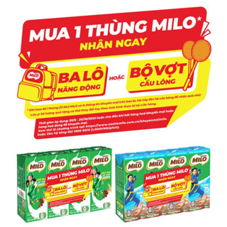 Thùng 48 hộp sữa lúa mạch Milo 180ml (tặng Balô hoặc bộ vợt cầu lông)