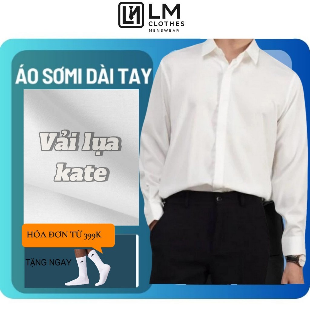 Áo sơ mi nam dài tay cao cấp Chất vải KATE LM CLOTHES không nhăn kiểu dáng lịch sự dễ dàng phối đồ