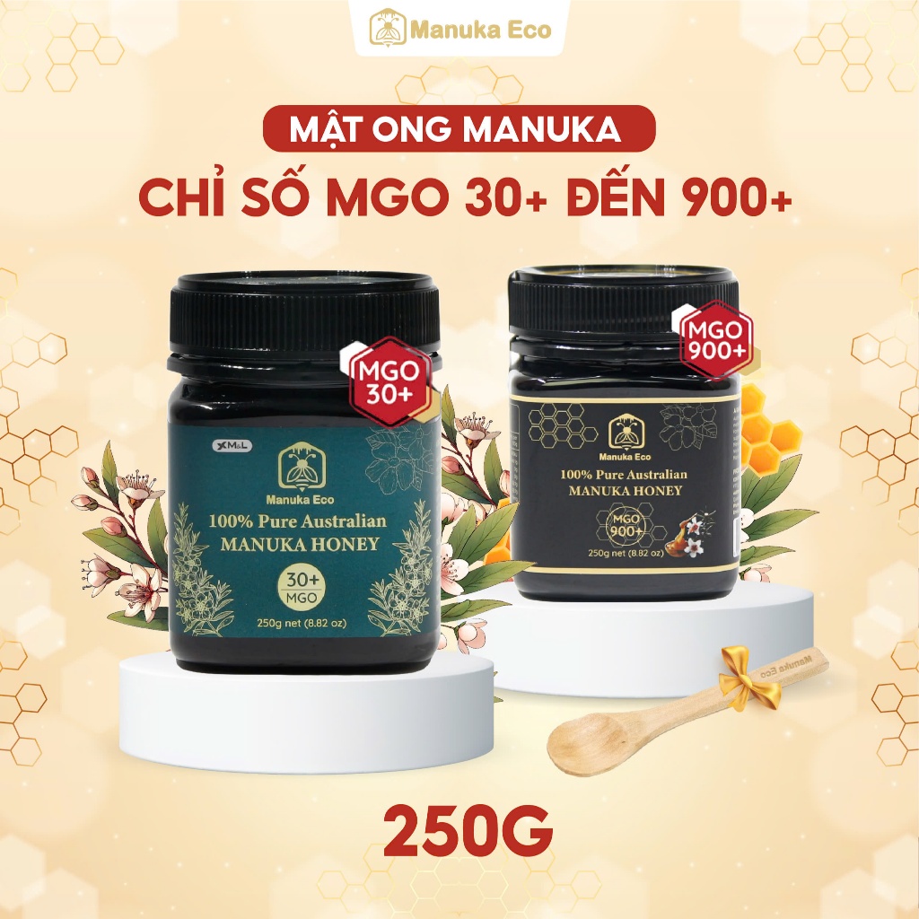  Mật Ong Manuka Úc Nguyên Chất ManukaEco MGO 100+ đến 900+ Nhập Khẩu Úc Hỗ Trợ Tăng Hệ Tiêu Hóa Sức Đề Kháng 