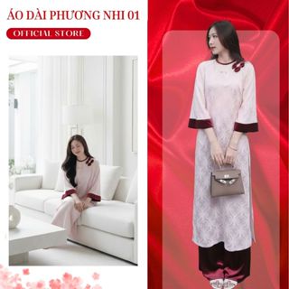 Áo Dài Gấm Thọ Cánh Tân Cao Cấp Phối Tay Nhung Tinh Tê,Sang Trọng  - Áo Dài Phương Nhi