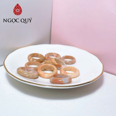 Nhẫn đá san hô hóa thạch bản 6mm - Ngọc Quý