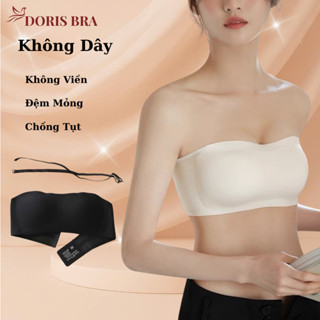 Áo Lót Nữ Su Lụa Sữa DORIS AL397, Áo lót mềm mịn mặc áo váy ôm sát k lộ viền, áo su quây chống tụt đệm mỏng