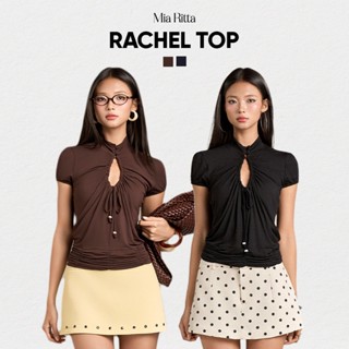  Áo thun cổ lọ tay ngắn nữ MIA RITTA áo kiểu cách điệu phối dây rút thoáng mát RACHEL TOP - T00026 
