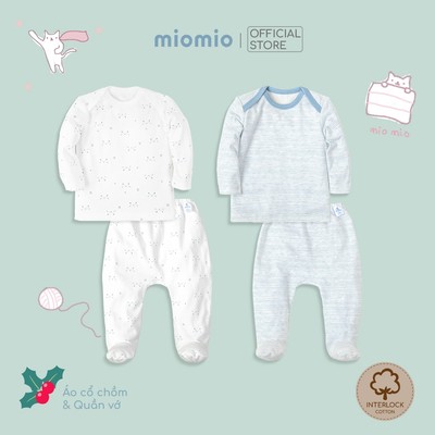 Combo 2 Bộ Quần Áo Cổ Chồm, Quần Liền Vớ Thu Đông, MIOMIO, Cho Bé Trai, Bé Gái (Từ 0 - 12 Tháng), Vải Cotton