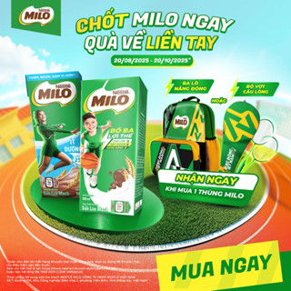 Thùng 48 hộp Nestle Milo ít đường 180ml (tặng Balô hoặc bộ vợt cầu lông)