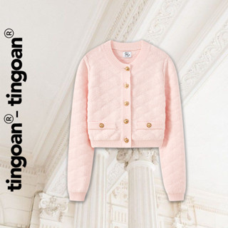  TINGOAN® - Áo len xù hồng cardigan cổ tròn vân quả trám nổi dài tay RACHEL TOP PK 
