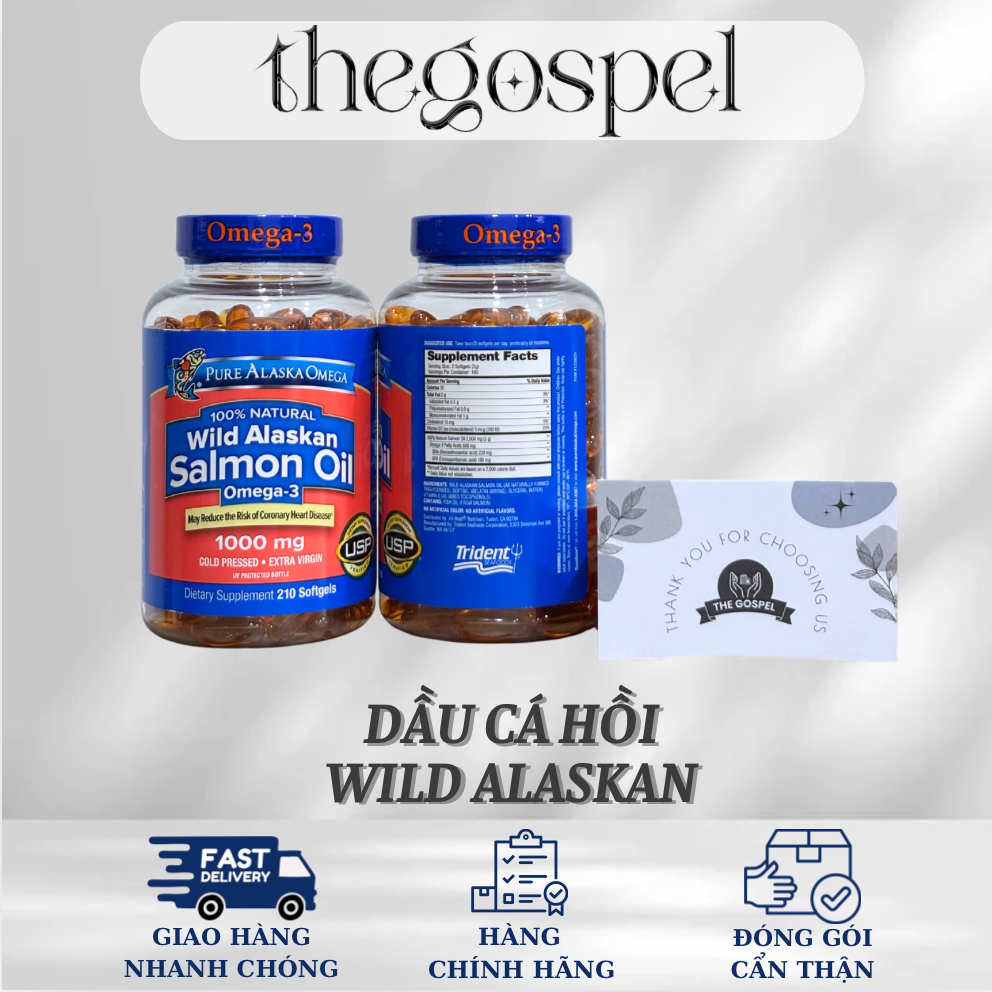 [HÀNG MỸ] Viên uống dầu cá hồi Pure Alaska Salmon Oil Omega3 1000mg | 210 viên