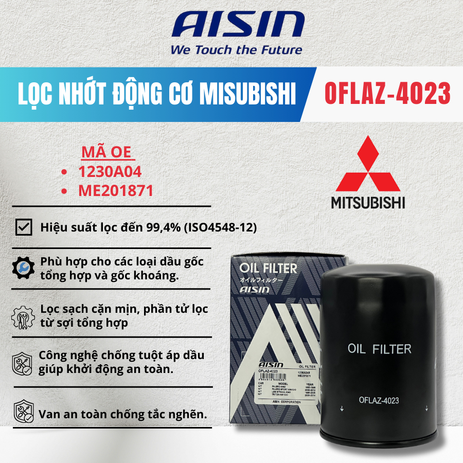 Lọc nhớt mitsubishi pajero 1993-1996, pajero sport 2009-2012, l200 strada 1996-2006, triton 2005-201