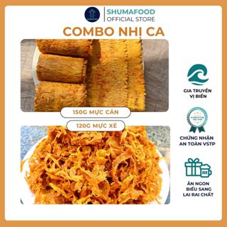 Combo Nhị Ca ShumaFood gồm 150g khô mực cán tẩm 120g khô mực xé sợi chiên giòn thơm ngon dai dai giòn giòn snack ăn vặ 