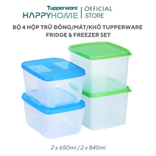   Chính Hãng  Bộ 4 Hộp Nhựa Tupperware Trữ Đông  Mát  Khô – Nhựa Nguyên Sinh An Toàn – Fridge & Freezer Set 4 Hộp 