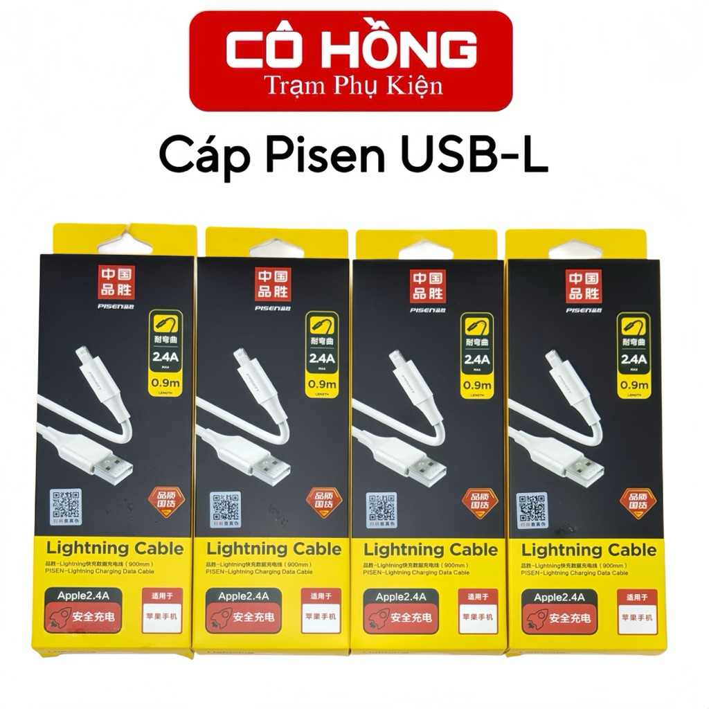 Cáp Pisen sạc điện thoại táo A-L dài 0.9 mét Sạc Nhanh