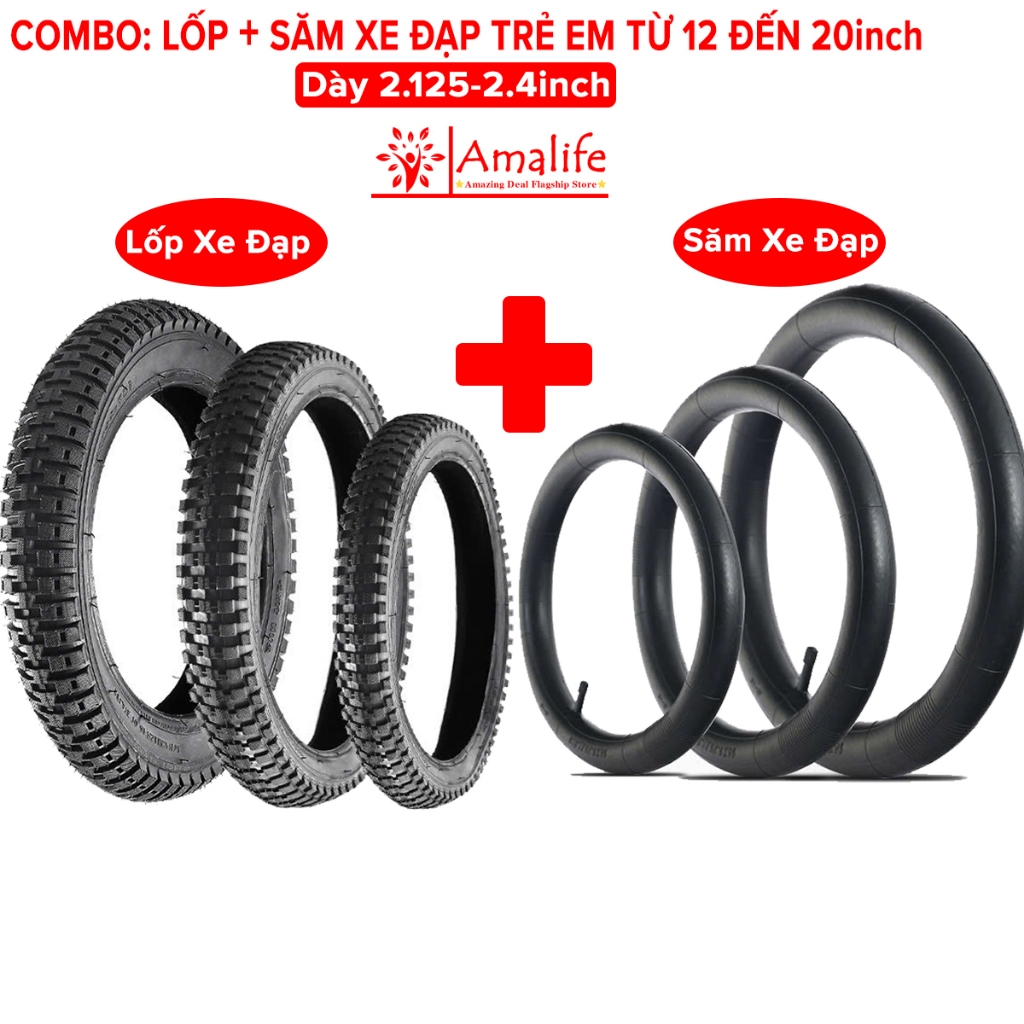 Combo Săm Xe Đạp Và Lốp Xe Đạp Trẻ Em – Bộ Săm Lốp Xe Đạp Trẻ Em Size Từ 12 14 16 18 20inch Bề Rộng 