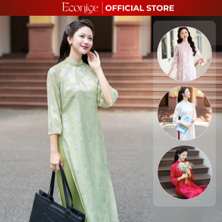 Áo dài tết cách tân cho nữ, áo dài nữ vải tơ trơn óng ánh mềm min mát Econice 2025