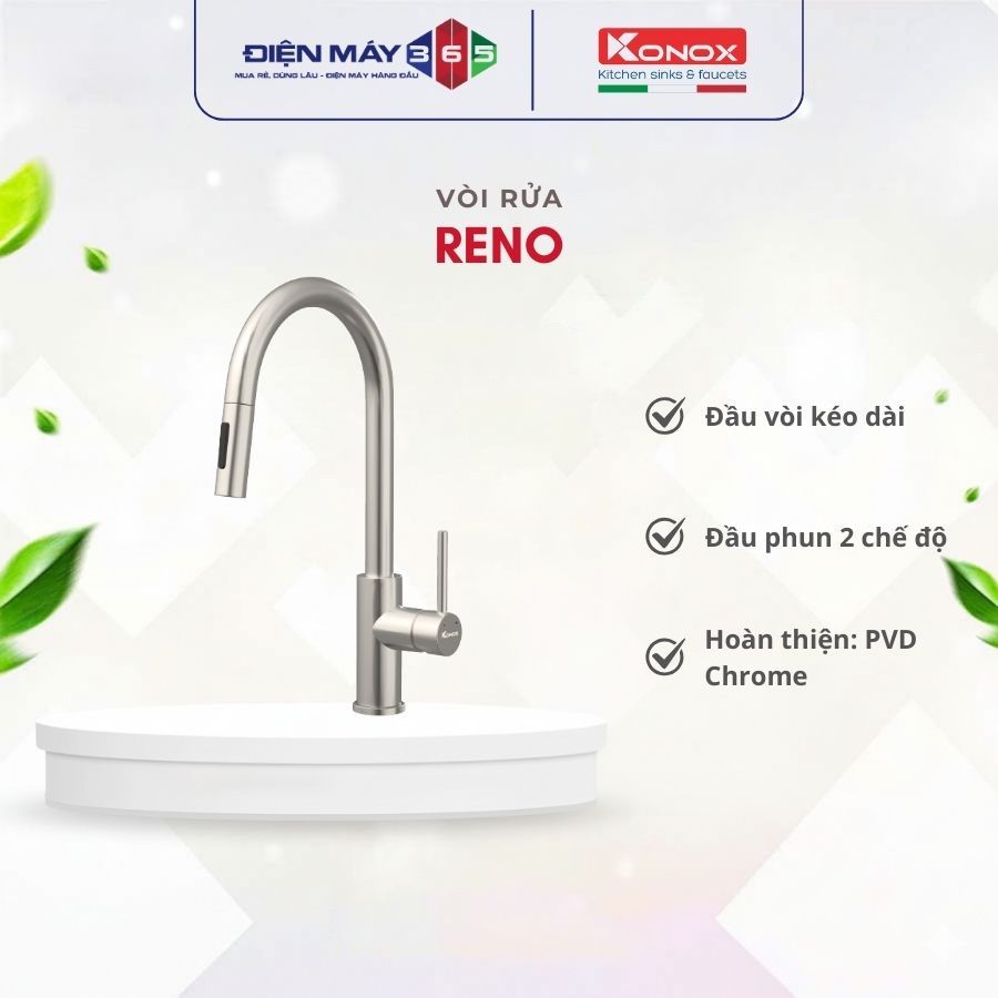 Vòi Rửa Bát Dây Rút Konox Reno – Tiện Dụng, Sang Trọng, Thẩm Mỹ Cao