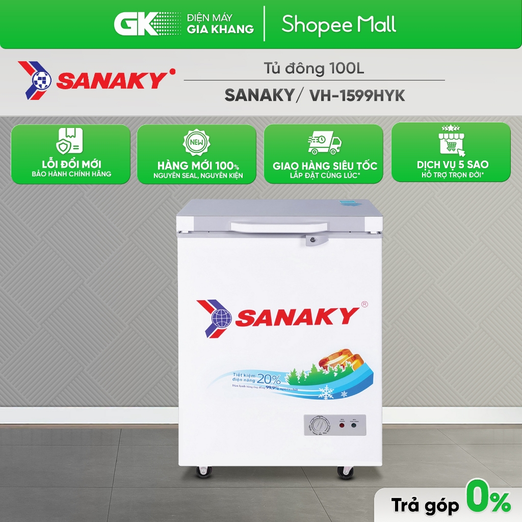 VH-1599HYK - Tủ Đông Sanaky 100 Lít VH-1599HYK [Toàn Quốc]
