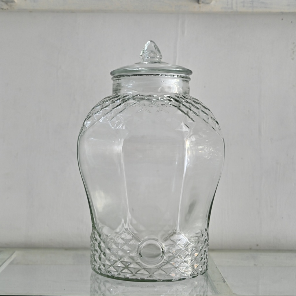 Bình thuỷ tinh ngâm rượu 3 lít, kiểu dáng kim cương.