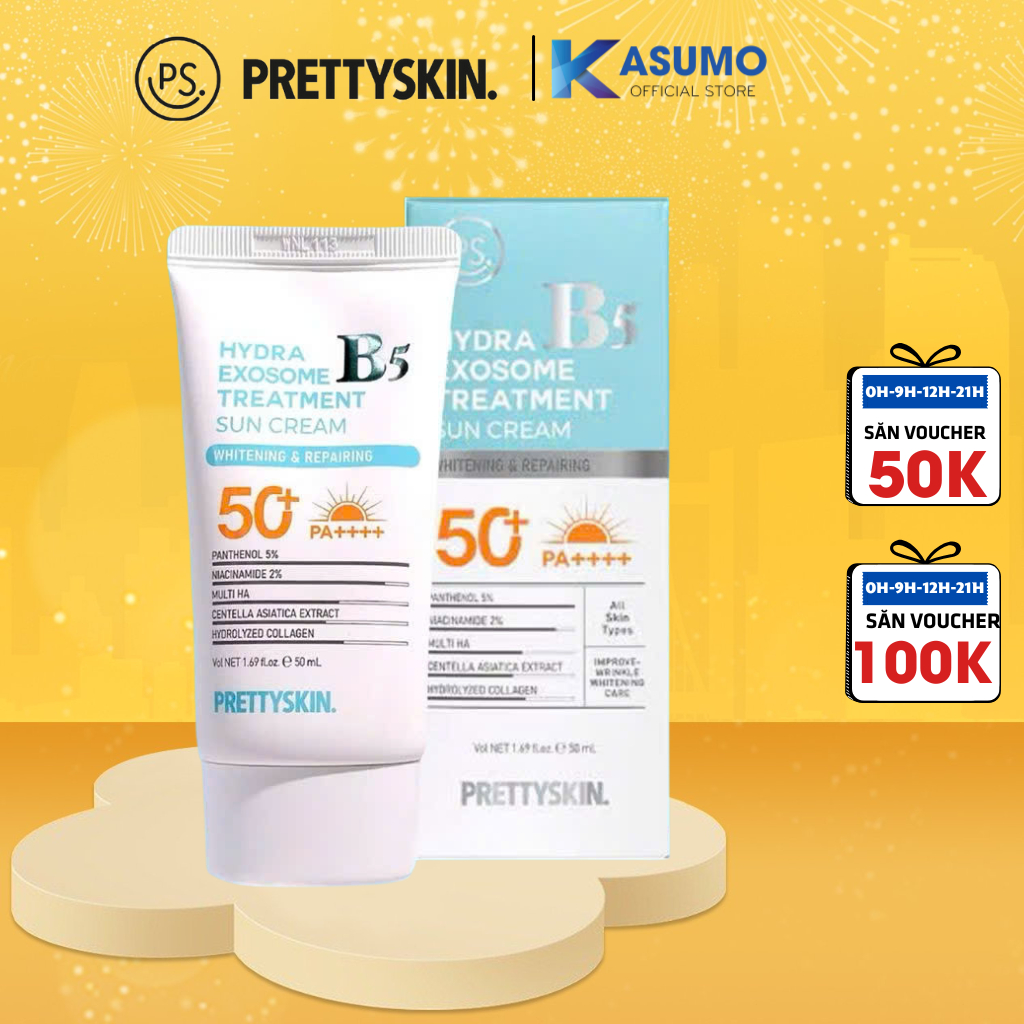 Kem chống nắng B5 treatment Prettyskin Hydra B5 Exosome Treatment Sun Cream dành cho da khô, da thườ