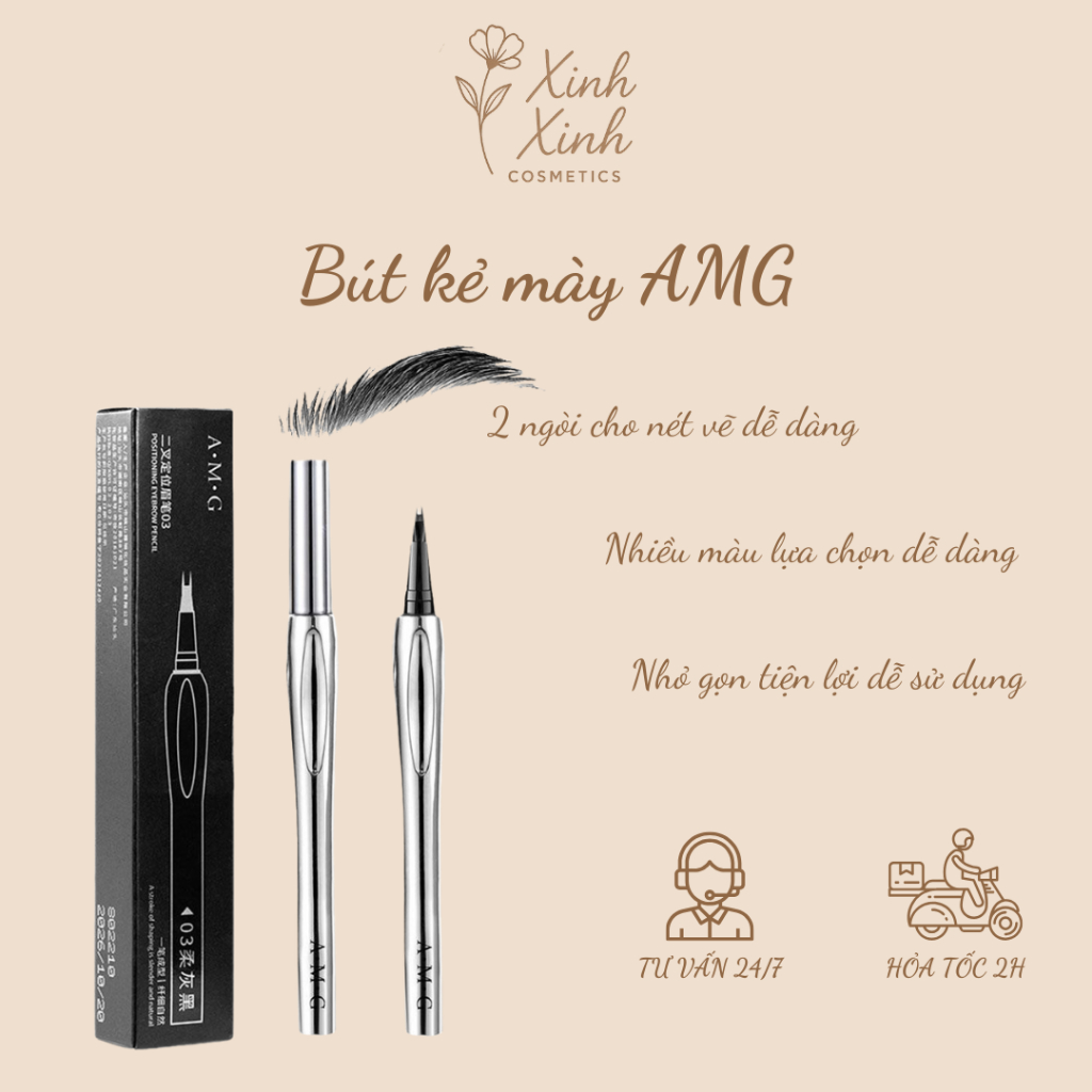 Bút Kẻ Mày 2 Đầu AMG Chống Nước, Không Lem, Đầu Siêu Nhỏ, Tạo Hiệu Ứng Tự Nhiên - Xinh.Cosmetics