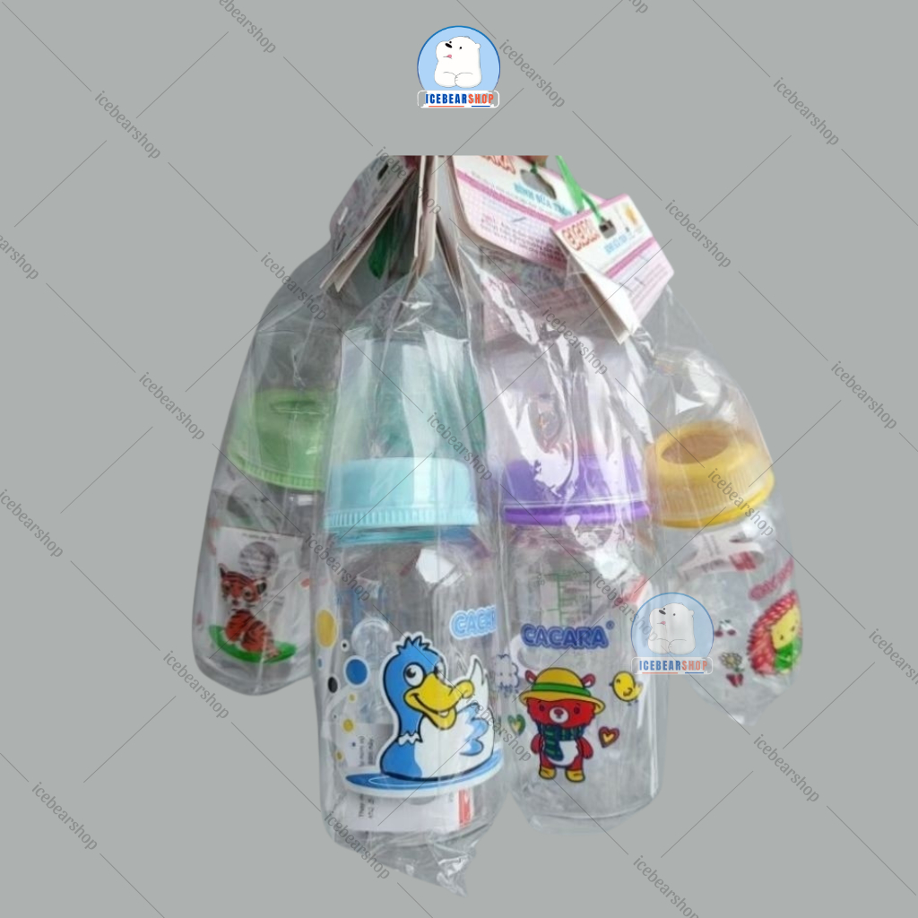 Bình Sữa Cacara ( Lốc 6 Bình ) Cho Bé 140ml,40ml,250ml Có Quai/ Không  Quai In Hình Dễ Thương