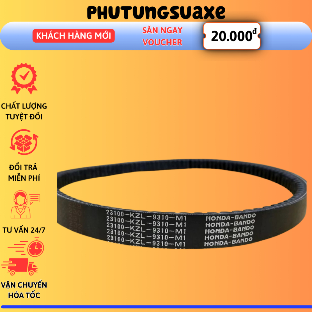 Dây Curoa xe máy Vision đời cũ mã KZL BANDO phutungsuaxe