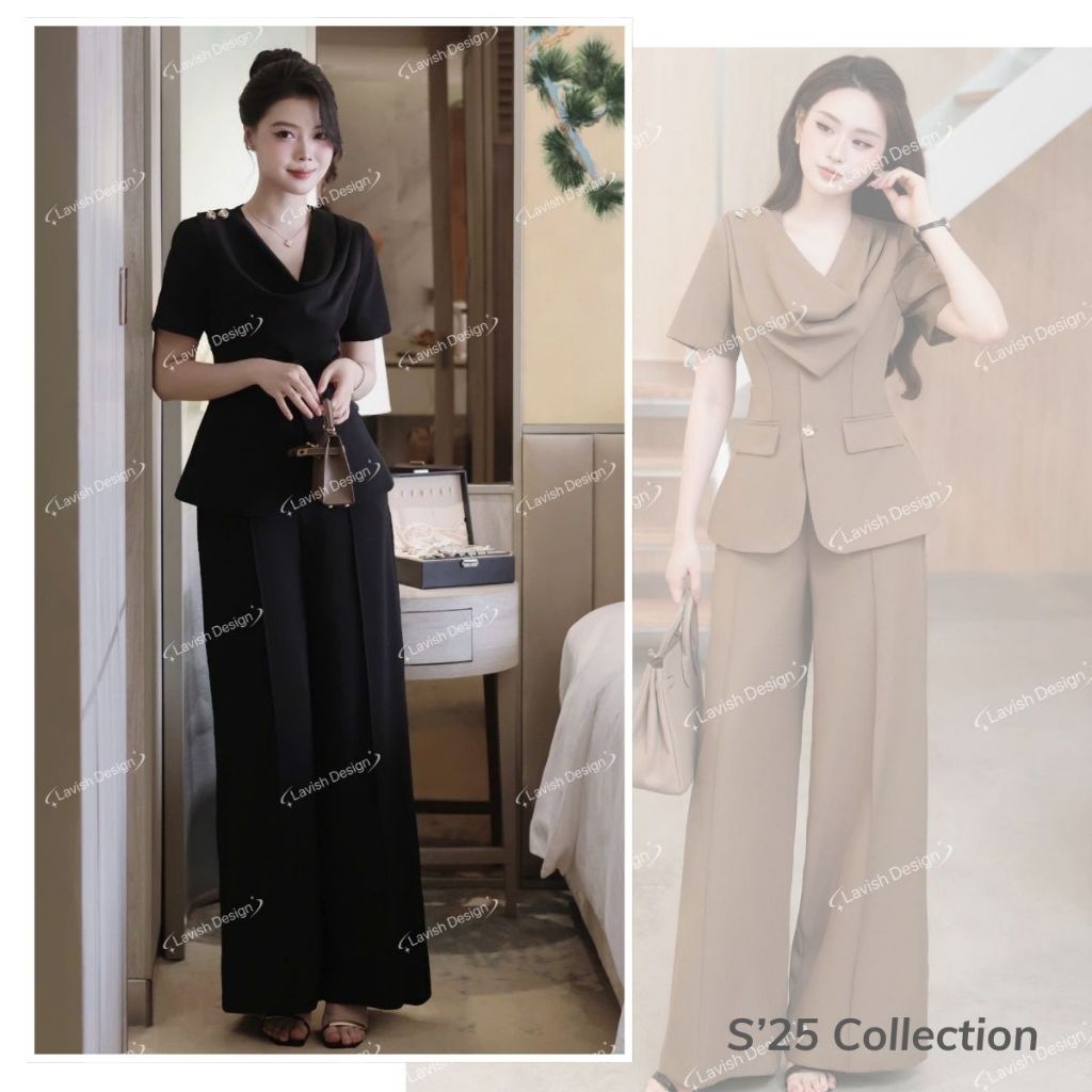Set Áo Cổ Đổ & Quần Thanh Lịch Chất Liệu Cao Cấp Thoải Mái, Phù Hợp Trong Nhiều Dịp Lavish Design - 