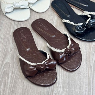  Dép nữ cao cấp quai nơ viền ren thời trang Luvia 227DN 