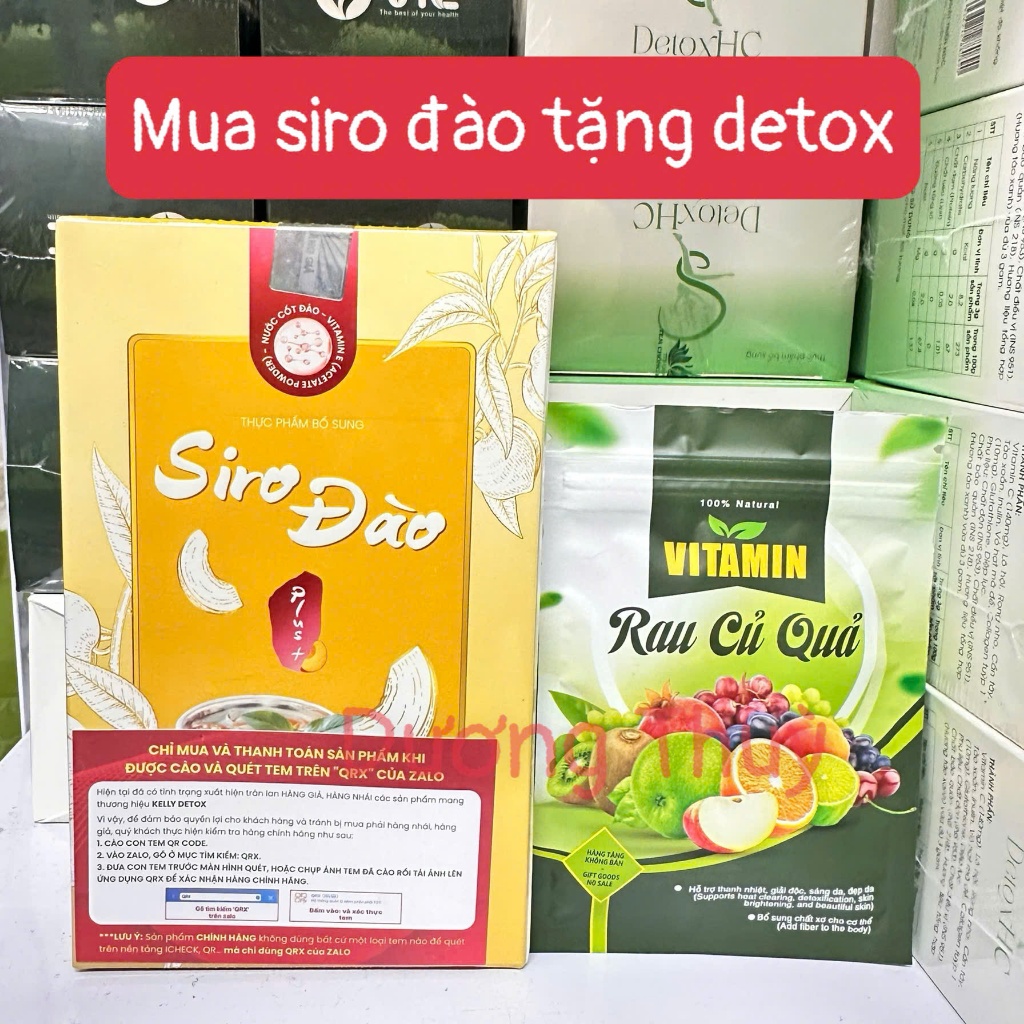 Giảm Cân Siro Đào Plus+ Kelly Detox Chính Hãng hỗ trợ giảm cân an toàn, giảm mỡ hiệu quả Mẫu Mới ( H