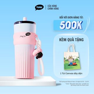 Ly giữ nhiệt khắc tên FUN V3 700ml phủ sứ, cốc giữ nhiệt nóng lạnh inox 316 lót gốm có ống hút thuỷ tinh  - TUHUHOUSE