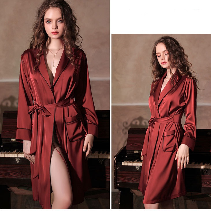 Áo Choàng Ngủ Lụa Dáng Dài Cao Cấp Đủ 5 Màu Kèm Đai Thắt Eo Sang Chảnh BS-879 | BigBuy360 - bigbuy360.vn