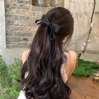  Kẹp tóc nơ đen ruy băng thanh lịch phụ kiện tóc kẹp nửa đầu dễ thương 