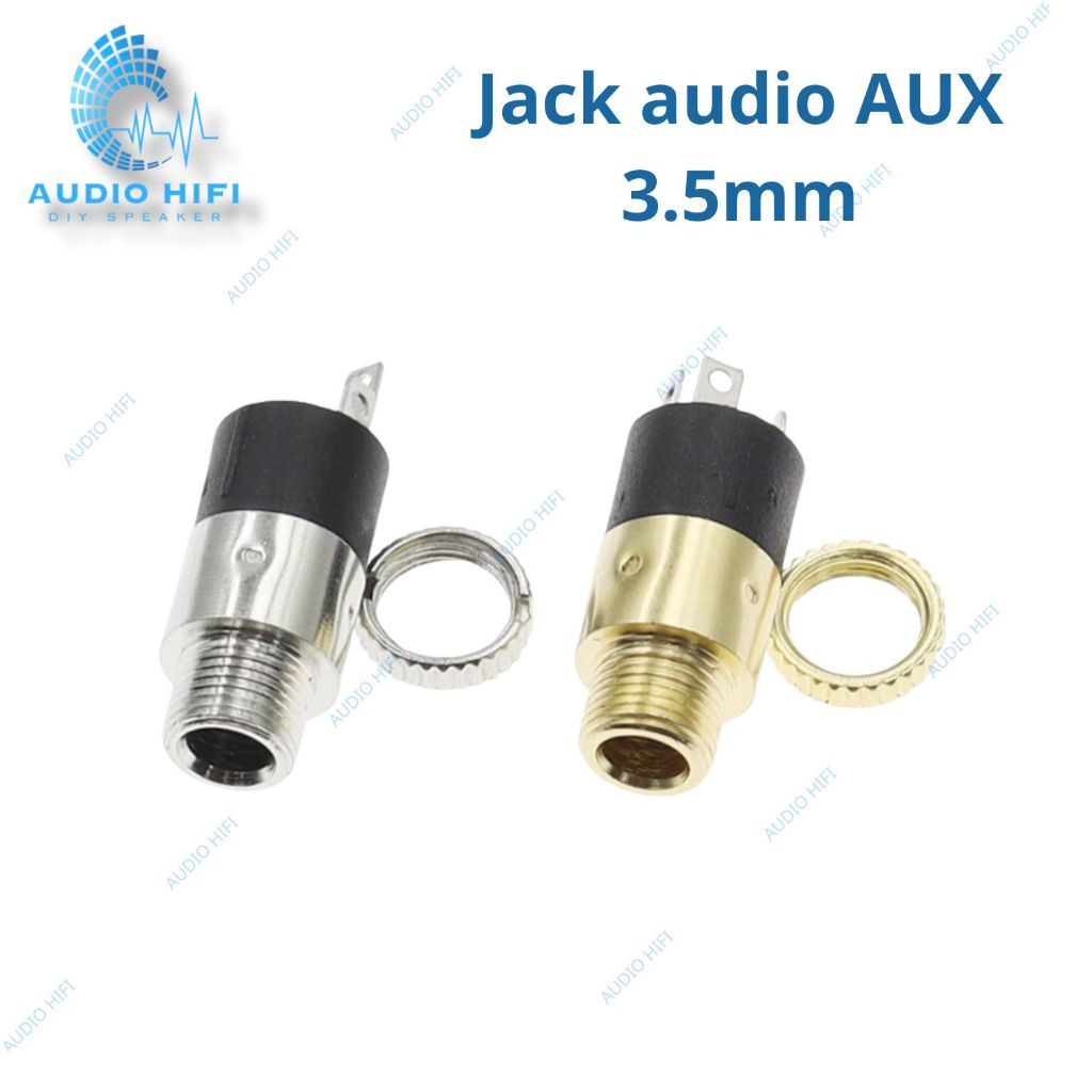 Jack audio AUX 3.5mm có ren ốc vặn 2 màu vàng bạc từ Audio HiFi