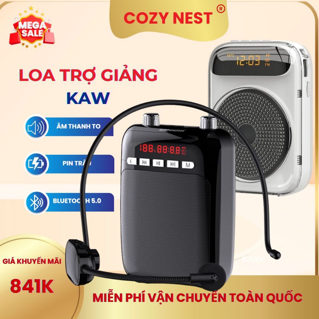 Loa trợ giảng,máy trợ giảng cho giáo viên Cao Cấp không dây FM KAW, Nhỏ gọn, Tiện Lợi,Công xuất lớn.