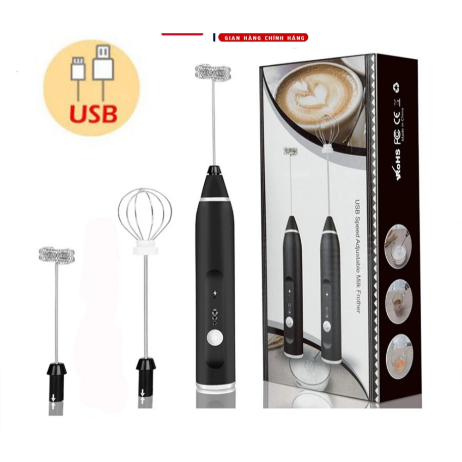 Máy tạo bọt cafe , máy đánh trứng cầm tay ,cây tạo bọt sữa cafe,máy tạo bọt cà phê sạc USB 3 chế độ