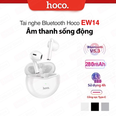 Tai nghe Bluetooth V5.3 Hoco EW14 Âm thanh chuẩn, thiết kế thời trang, sử dụng đến 4h, dung lượng pin 280mAh