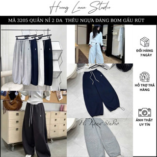  MÃ 3205 QUẦN NỈ 2 DA  THÊU NGỰA DÁNG BOM GẤU RÚT 