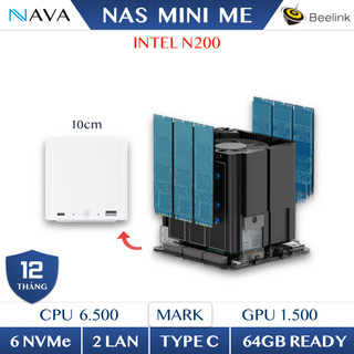  Mini PC NAS Beelink ME 6 khe SSD NVMe  24TB  Intel N200 eMMC 64GB DDR5 WiFi 6 Lưu trữ gia đình cao cấp 