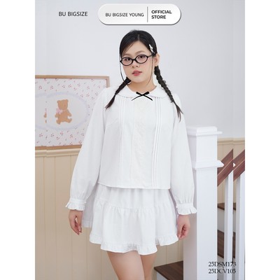 Áo sơ mi cổ sam phối đen BIGSIZE (55kg đến 95kg) – 25DSM173 - [BU Bigsize]