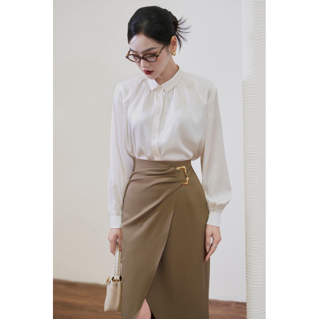 Áo sơmi lụa cổ rúm ARÉNE AS023 | BigBuy360 - bigbuy360.vn