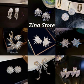 Bông tai nữ đính đá phong cách hiện đại sang trọng ZINA STORE