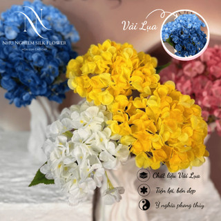 [Tặng Kèm Bình] Combo 3 Cành Hoa Tú Cầu Giả – Decor Trang Trí Nhà Cửa, Bàn Làm Việc