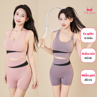 “Bộ Đồ Tập Gym Yoga Nữ Co Giãn 4 Chiều – Thoáng Mát Thấm Mồ Hôi – Set Thể Thao Ôm Dáng Đẹp | Combo Tặng Tất”