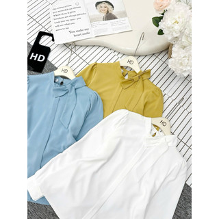 Áo lụa cổ nơ ( giá sale)