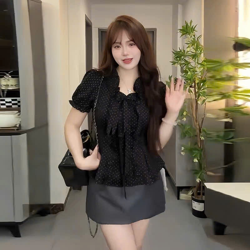 Áo Thiết Kế Nơ Tay Bồng A16 Áo Kiểu Nữ Đi Chơi Đi Tiệc Sang Xinh Đủ Size 40–90kg | BigBuy360 - bigbuy360.vn